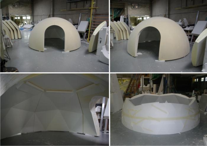Igloo — Réalisation de 2 Igloo diamètre 3.6 m, intérieur design en polystyrène + résine