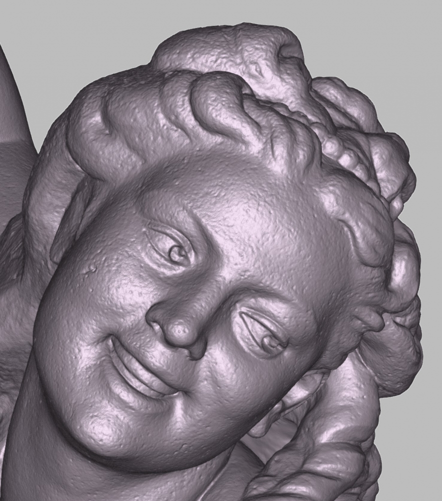 Sub-photo — Numérisation d’une sculpture pour sauvegarde du patrimoine. Zoom sur un détail.