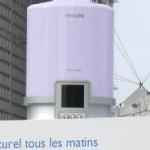 Philips — Etude, conception, fabrication et installation d’une expo pour la sortie du nouveau réveil Philips. Fabrication d’un réveil (3000 mm de haut).