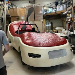 Char entrecôte Charal - Tour de France — Char publicitaire en forme d'entrecôte pour la caravane du Tour de France. Modélisation 3D, usinage de polystyrène.