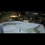 EDF - Reproduction d’un lac — Réalisation d’une reproduction d’un lac (14m x 11m) pour tester les risques de submersion d'un barrage.