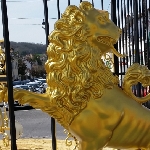 Lion Chateau-Thierry — Réalisation d’un lion pour la ville de Château-Thierry, sur un rond-point - Numérisation 3D, modélisation 3D des moules, usinage, tirage en résine polyester.
