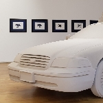 Taxi New Yorkais — Reproduction d’un taxi New Yorkais effet sable - Artiste Alain GODON - Usinage de polystyrène expansé, stratification époxy, effet sable. Taille réelle.