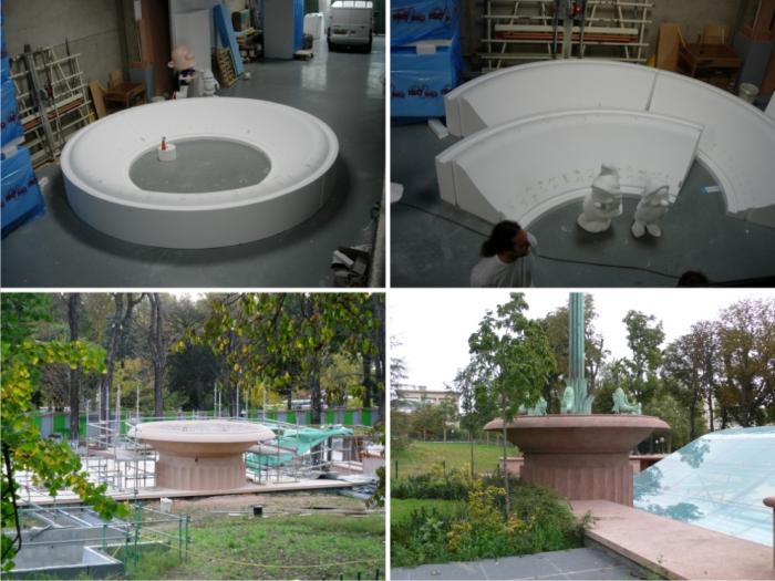 Coffrage d'une vasque — Réalisation d’un coffrage d'une vasque en polystyrène expansé (diamètre 5000 mm) - Aquarium du Trocadéro (Paris).