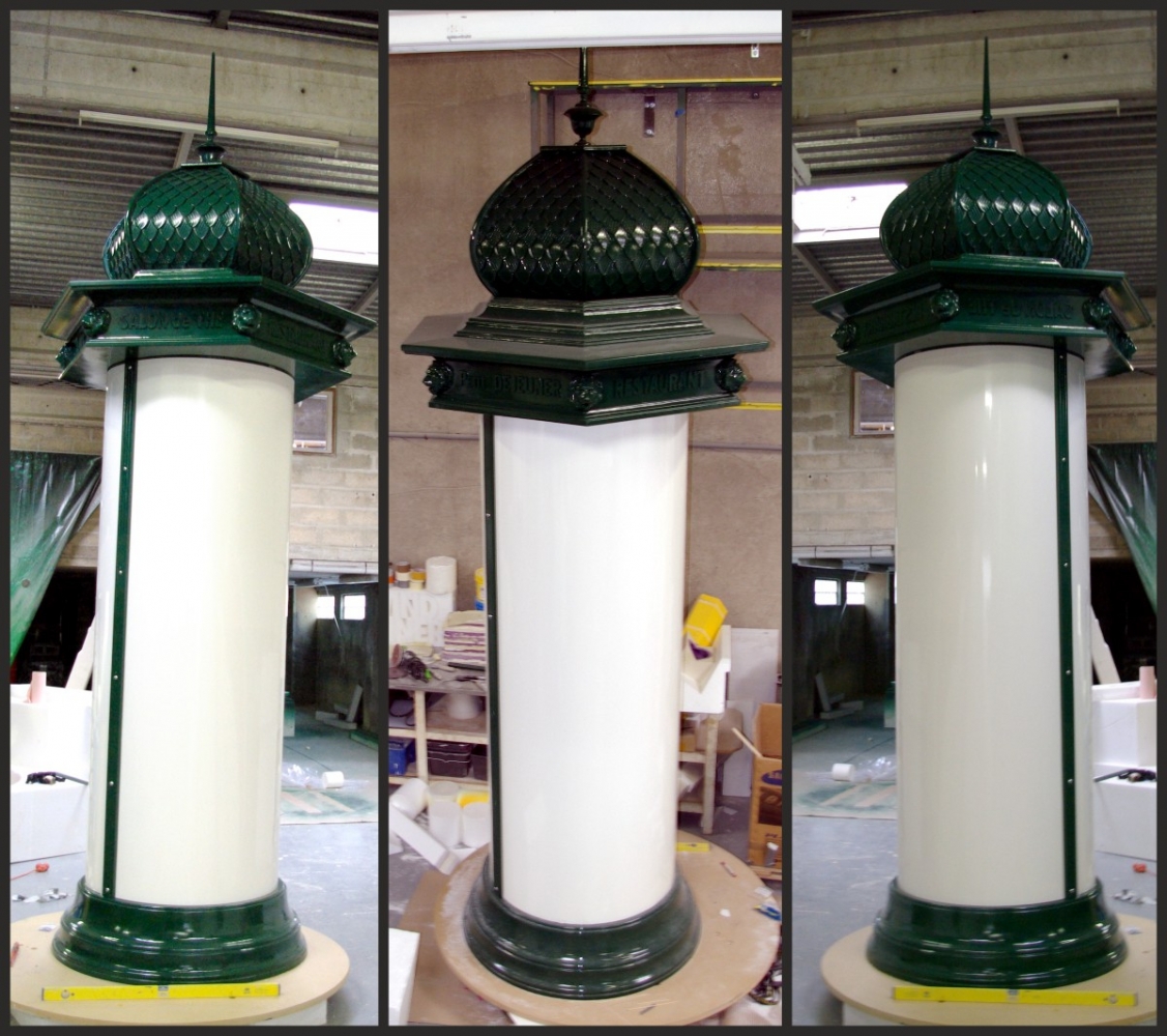 Colonne Morris — Réalisation d’une colonne Morris en polystyrène résiné + métallerie + moulage