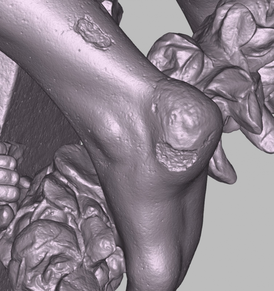 Sub-photo — Numérisation d’une sculpture pour sauvegarde du patrimoine. Zoom sur un détail.