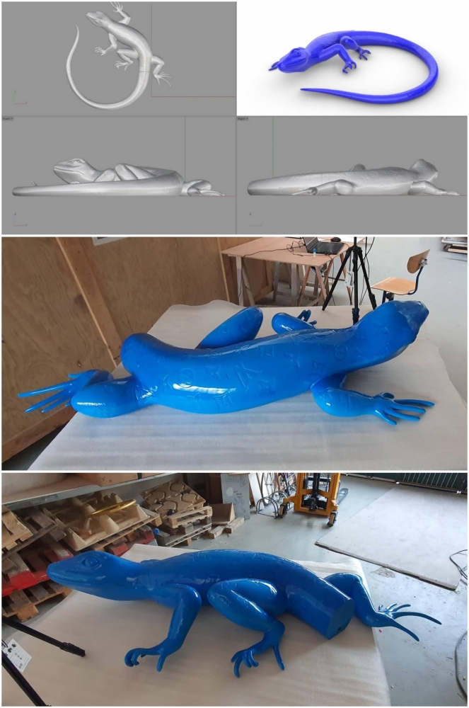 Lezard — Numérisation 3D d’un lézard longueur 2 mètres.