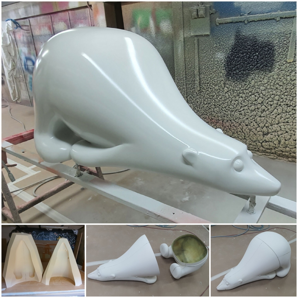 Ours en résine, moulage perdu mousse polyurethane, longueur 1,2m.