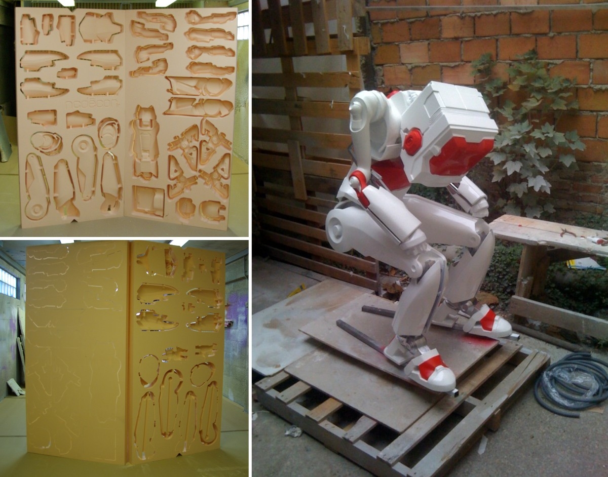 Robot — Usinage d’une panoplie de robot en mousse polyuréthane